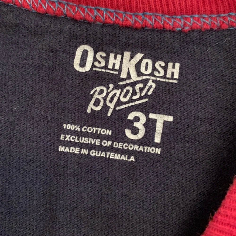 Oshkosh B’gosh 3T toddler long sleeve red blue cotton baseball tee shirt T-shirt